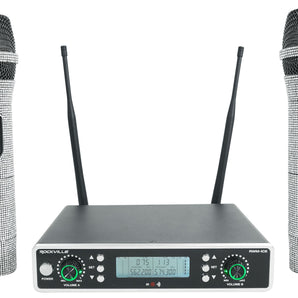 Rockville RWM-ICE Dual UHF 100 Chan. Diamond Handheld Wireless Microphone System