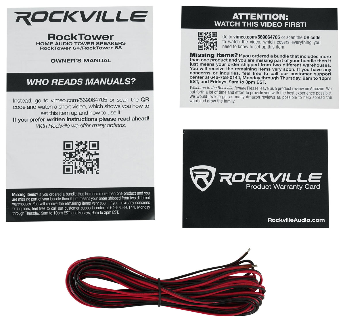 (2) Rockville Rocktower 64B Black Home Audio Tower Speakers+Bluetooth/Wifi Amp
