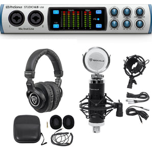 Presonus Studio 68 6x6 USB 2.0 Audio Recording Interface+Headphones+Microphone