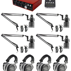 4-Person Podcasting Kit w/Scarlett Interface+Beyerdynamic DT-770-PRO Headphones