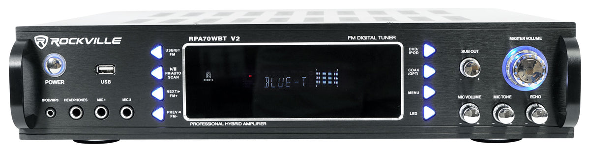RPA70WBT Bluetooth Karaoke Amplifier/Mixer+(2) Mics+(2) 12 Inch Speakers