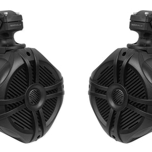 Pair Rockville RWB70B Black 6.5" 250w Marine Wakeboard 360° Swivel Tower Speakers