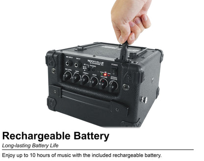 G-CHARGE 20 Black Rechargeable Guitar Amplifier w/Reverb+Headphones