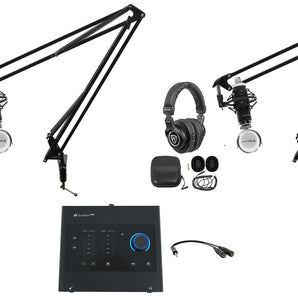 2-Person Podcast Podcasting Recording Kit w/Presonus Quantum ES2 Interface+Booms