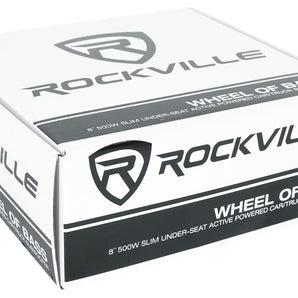 Rockville WHEEL OF BASS 8" Slim Under-Seat Powered Truck/Car Subwoofer + Amp Kit