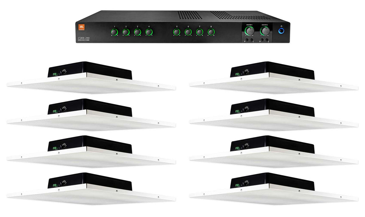 CSMA240 2 x 40W Amplifier + (Qty 8) Drop Ceiling Tile Speaker Package