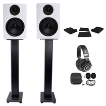 APM6W 6.5" 350W Powered Studio Monitors+Stands+Pads+Headphones