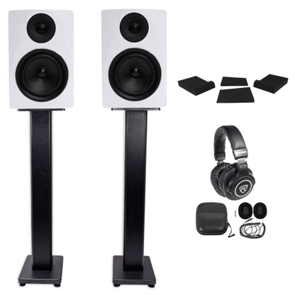 APM6W 6.5" 350W Powered Studio Monitors+Stands+Pads+Headphones
