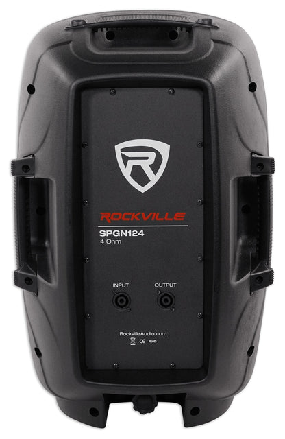 Rockville SPGN124 12" Passive 1200W DJ PA Speaker Cabinet 4 Ohm+Slip Cover