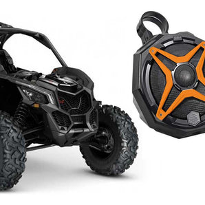 6.5" Roll Bar Roll Cage Tower Speakers for Can-Am Maverick X3+Pods+Orange Grills