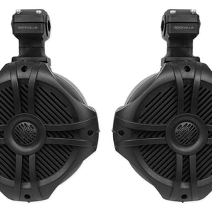 Pair Rockville RWB70B Black 6.5" 250w Marine Wakeboard 360° Swivel Tower Speakers