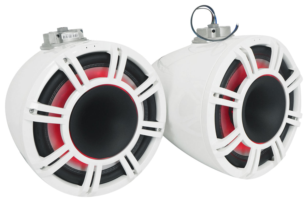 Pair KICKER 47KMFC11W 11" Marine Horn Loaded Flat Mount Tower Speakers KMFC11W