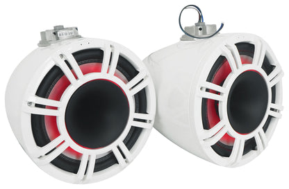 Pair KICKER 47KMFC11W 11" Marine Horn Loaded Flat Mount Tower Speakers KMFC11W
