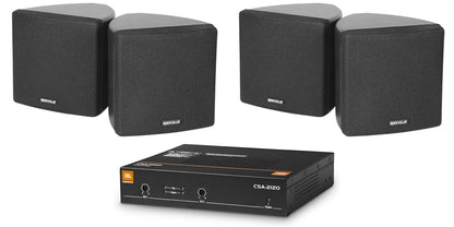 CSA 2120 Commercial Amplifier + (4) 3.5" Black Cube Speakers