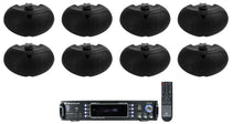 (8) D4-16 Black Dual 4" 16 Ohm Outdoor Home Patio Speakers+Receiver