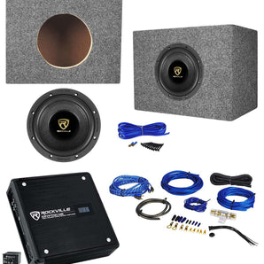Rockville W65K9D2 6.5" 1000w Car Subwoofer+Sealed Box+Mono Amplifier+Amp Kit