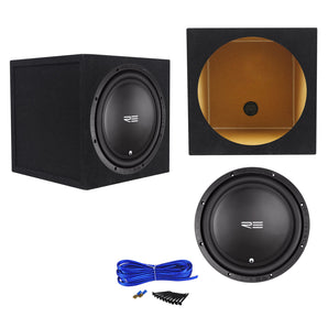 RE Audio REX12S4 V2 REXV2 12" 200W RMS 4-Ohm Car Subwoofer+Sealed Sub Enclosure