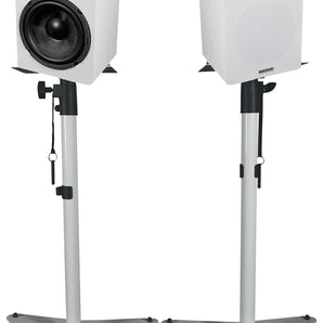 (2) Rockville RockShelf 68W 6.5" Home Bookshelf Speakers+White Adjustable Stands