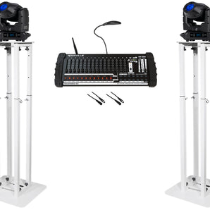 (2) American DJ HYDRO BEAM X1 LED Wireless DMX Moving Head Lights+Control+Stands