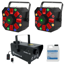 (2) Furious Three RG Effect Lights & LED Fog Machine Bundle