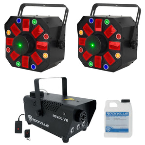 2 Eliminator Furious Three RG DMX Moonflower/Wash/Laser Effect Lights+LED Fogger