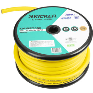 KICKER 47KMWPY050 Full-Spec OFC 50 ft. 1/0 AWG Yellow Marine Power Wire KMWPY050