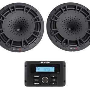 Kicker 46KMC3 Marine Bluetooth/USB Gauge Receiver+(2) MB Quart 8" Speakers