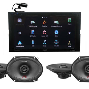 JVC KW-V960BW Bluetooth Wireless CarPlay Android Receiver+4 Alpine 6x8" Speakers