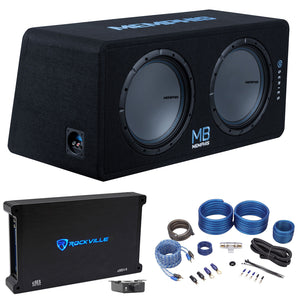 Memphis Audio MBE12D1 MB Dual 12" 1000w Loaded Car Subwoofer+Amplifier+Amp Kit