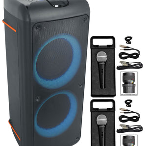 Rockville ROCK PARTY 9 Dual 8" Wireless Rechargeable Karaoke Machine System+Mics