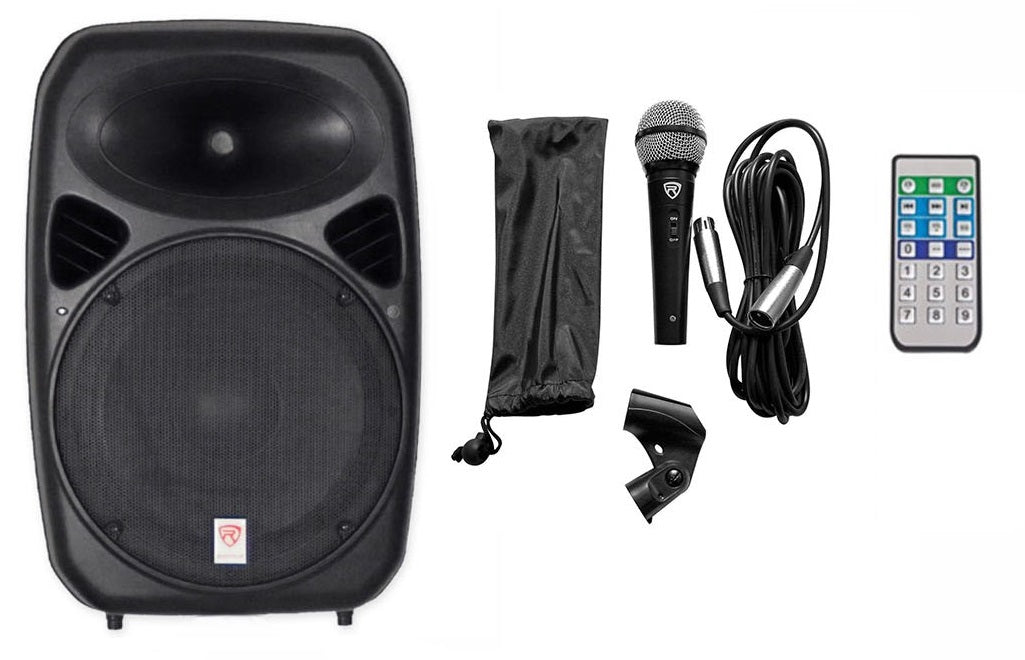 Rockville RPG152K V2 BOX 1 15" DJ PA Active Speaker+Mics+XLR cables+Speaker cables+Power cable+Remote