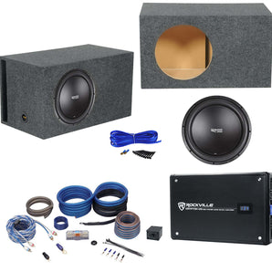 RE Audio SXX15D2 V2 15" 1200W Subwoofer+Vented Sub Box+Mono Amplifier+Amp Kit