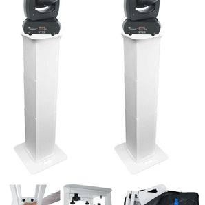 2) Rockville Rock Beam DC DJ Club Moving Head Lights+Portable White Totem Stands