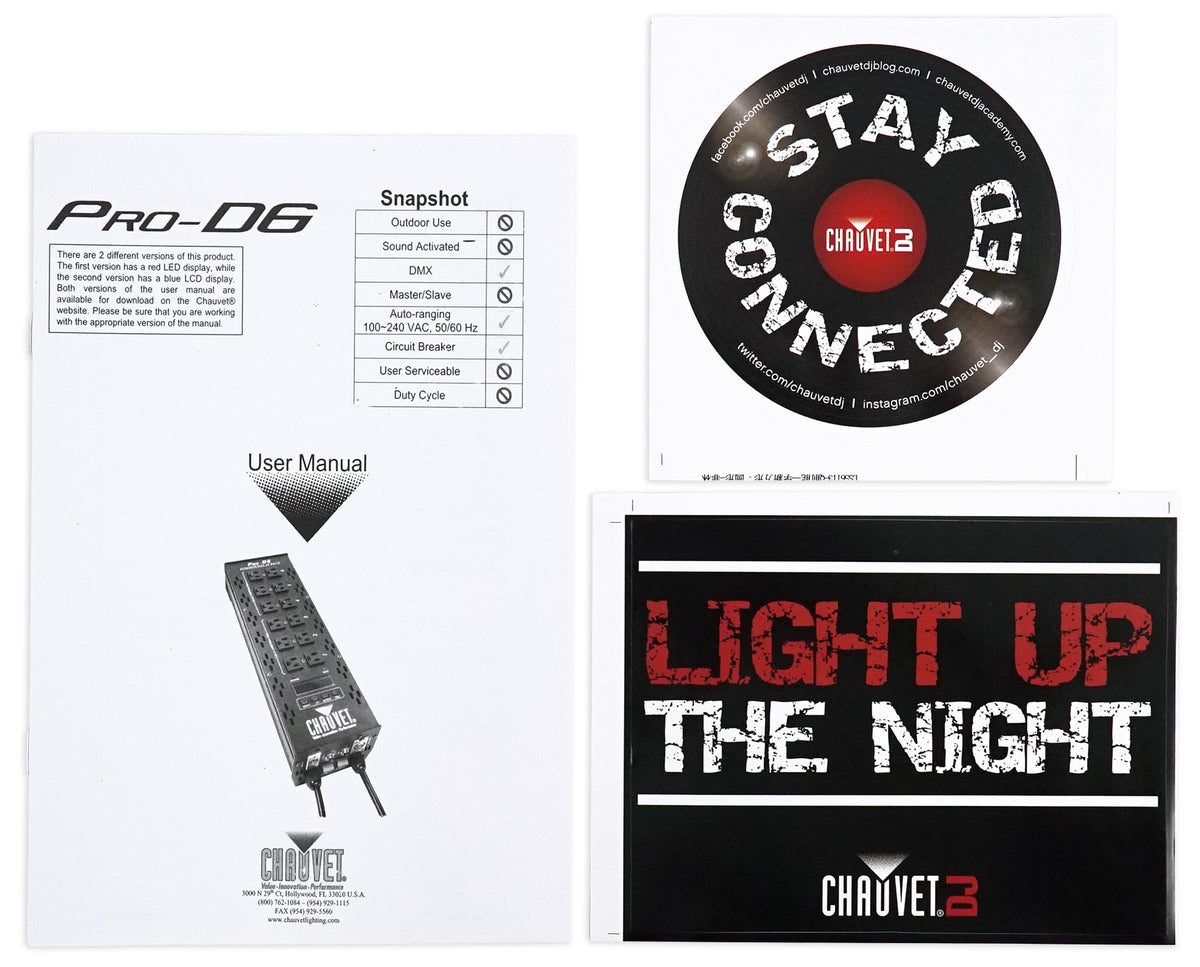 Chauvet PRO-D6 6 Ch 20A DMX-512 Dimmer Switch Pack Simultanious115V and 230V