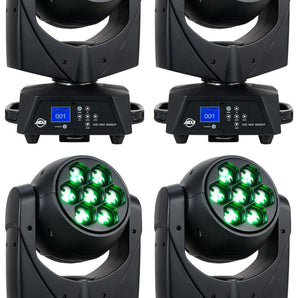 (4) American DJ ADJ VIZI HEX WASH 7 RGBWA+UV LED Wireless DMX Moving Head Lights