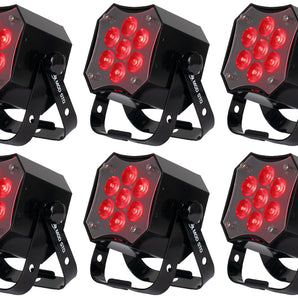 (6) American DJ MOD STQ Compact 7 x 8W RGBW LED DMX Par Can Wash Lights w/Remote