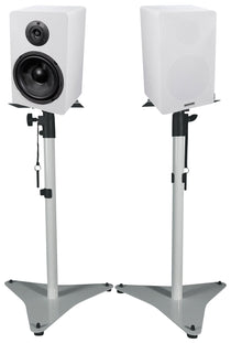 RockShelf 64W 6.5" Home Bookshelf Speakers+White Adjustable Stands