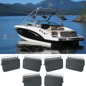 (6) Rockville HP65S-8 6.5" Black Marine Box Speakers with Swivel Bracket For Boats