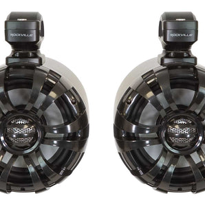 (2) Rockville WB65 Black 6.5" 600w Metal Marine Wakeboard Swivel Tower Speakers