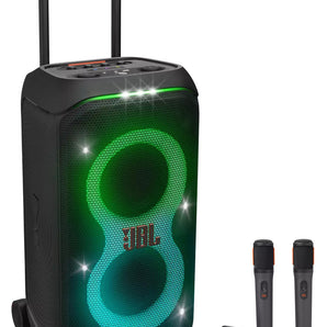 JBL PartyBox Stage 320 Portable LED Party Speaker w/18 Hour Battery+Wireless Mics