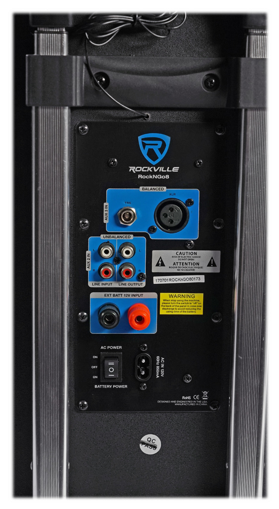 ROCKnGo 8" Portable Rechargeable PA Speaker w/Bluetooth and Wireless Mic