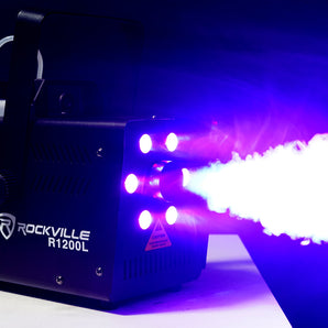 Rockville R1200L Fog/Smoke Machine w LED Lights/Strobe, 7 Channel DMX and 2 Remotes