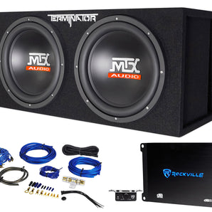 MTX Terminator TNE212DV 1000w RMS Dual 12” Subs+Vented Subwoofer Box+Amplifier