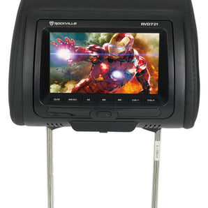 Rockville RVD721-BK 7 inch Black Plug N Play Dual DVD/USB/HDMI Car Headrest Monitors