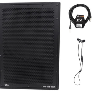 Peavey DM 115 Sub 15" 1000W Powered Subwoofer+Digital DSP+XLR Cable+Earbuds