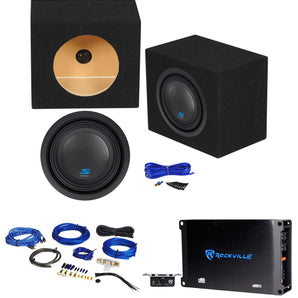 ALPINE S-W8D4 8" 900w Subwoofer+Sealed Sub Box Enclosure+Mono Amplifier+Wires