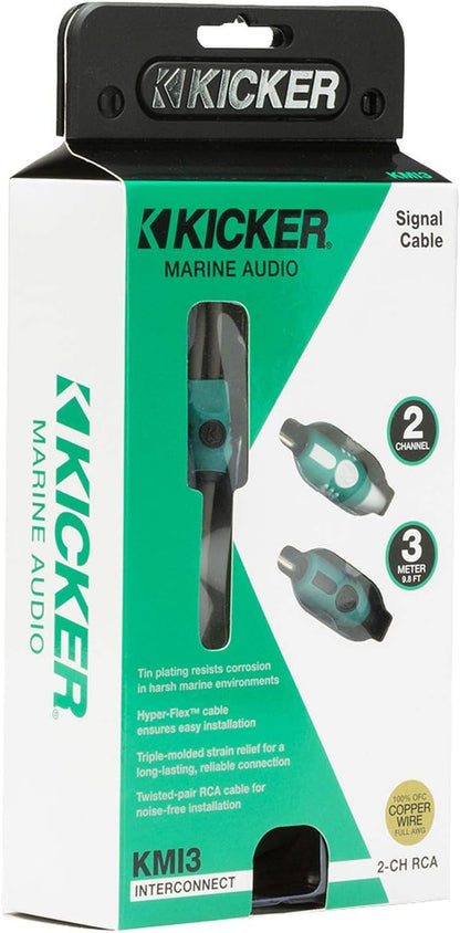 KICKER 47KMI3 KMI3 9.8 ft. 3 Meter Marine 2-Channel OFC RCA Audio Signal Cable