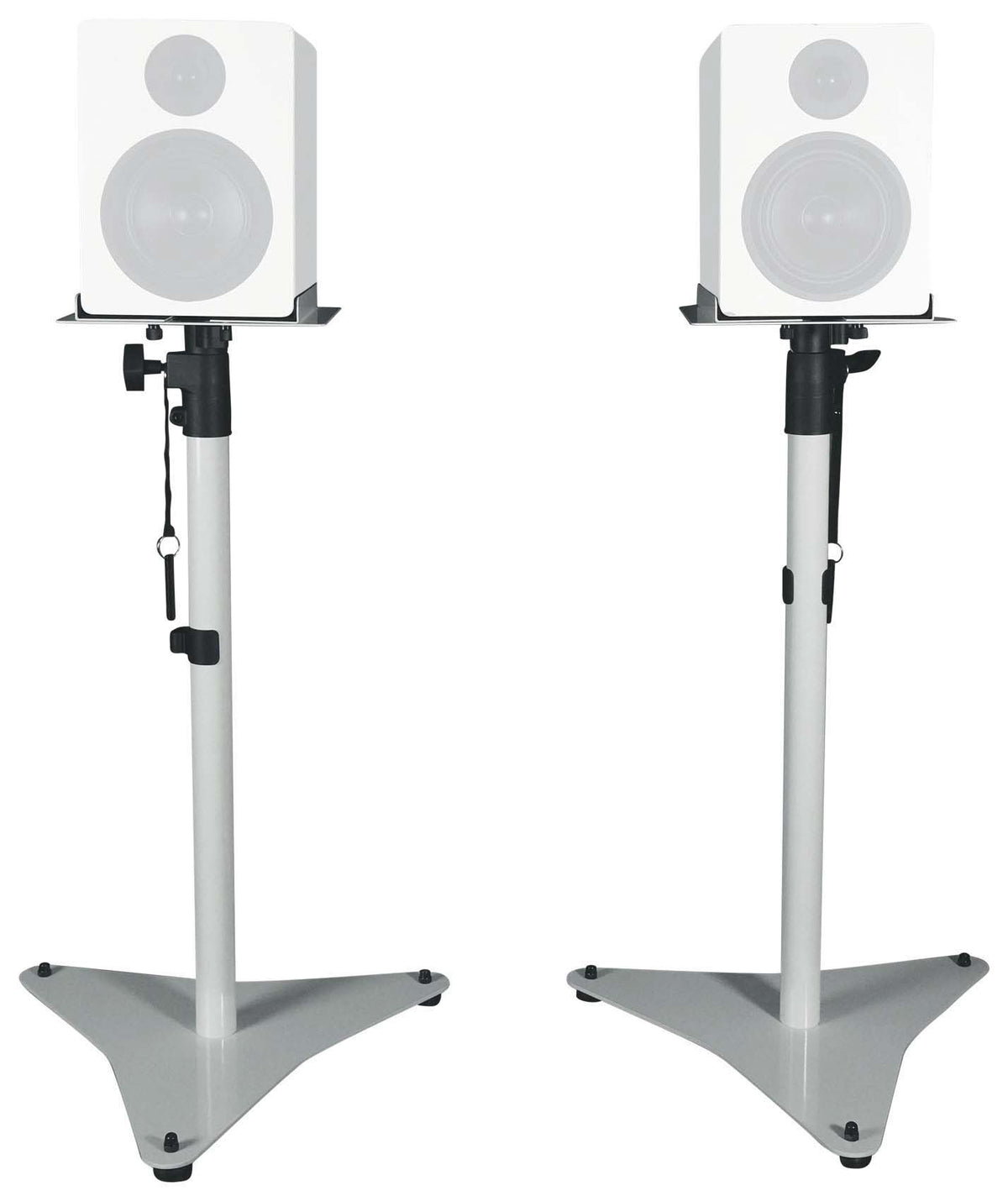 RockShelf 58W 5.25" Home Bookshelf Speakers+White Adjustable Stands
