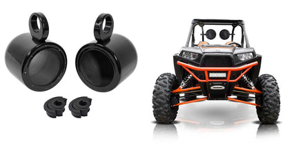 MAC65B 6.5" Rollbar Rollcage Speaker Cans for UTV, RZR, Cart, Polaris, Jeep