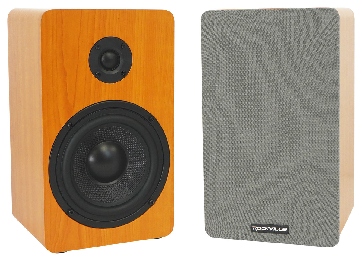 RockShelf 54C Classic 5.25" Home Bookshelf Speakers w/21" Stands